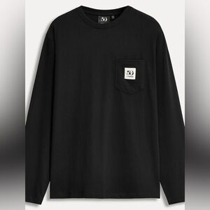 Zara Black Long-Sleeve T-shirt | L | Cotton | NWT | 50th Anniversary Label